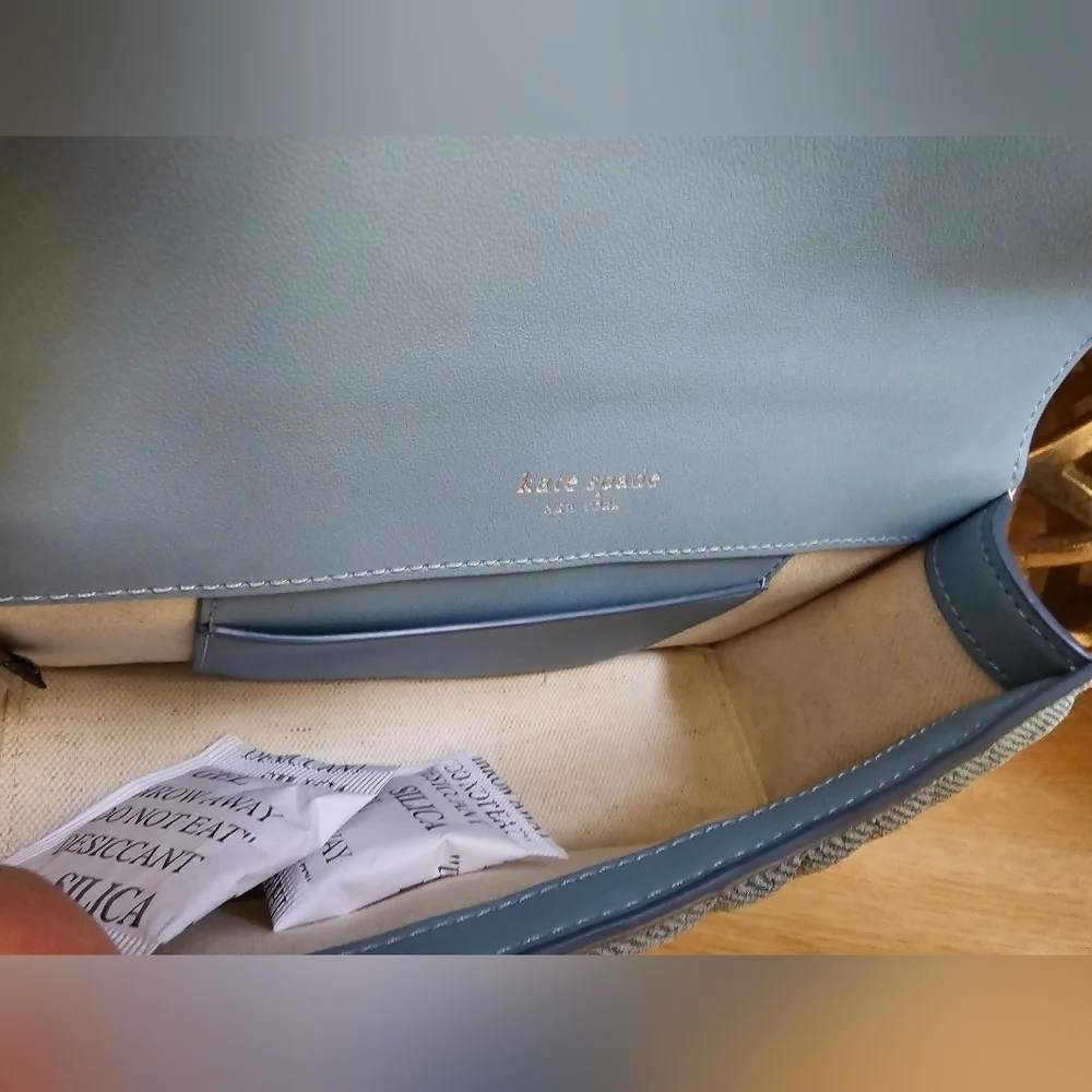 Kate Spade Deco  Light Blue Quilted Denim Shoulder Bag - Picture 9 of 13